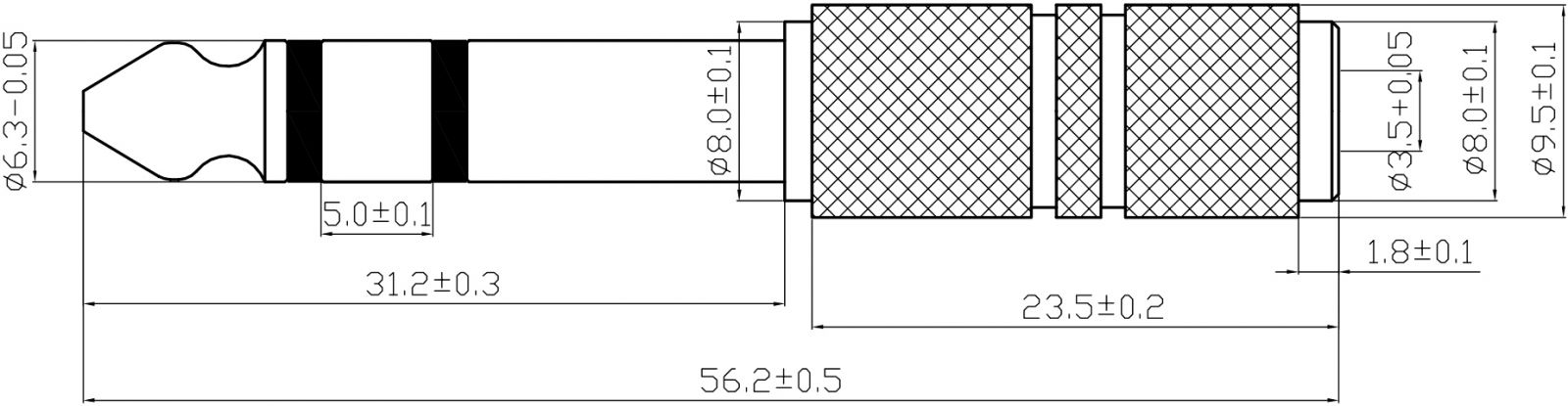 מתאם 6.35MM STEREO PLUG - 3.5MM STEREO SOCKET DATA